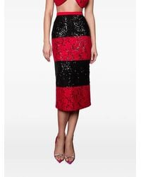 IMROSKA - Sequin-Embellished Lace-Panel Midi Skirt - Lyst