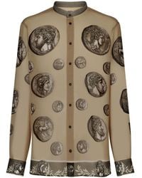 Dolce & Gabbana - Seidenhemd mit Monete-Print - Lyst