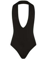 Bondi Born - Blair Halterneck Plunge-Neck Swimsuit - Lyst