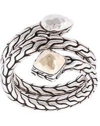 John Hardy - Sterling Silver And 18kt Bonded Yellow Gold Classic Chain Hammered Coil Ring - Lyst