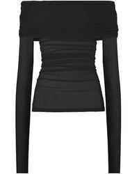 Wolford - Gedrapeerde Doorzichtige Top Met Lange Mouwen - Lyst