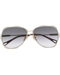 Chloé - Logo-Engraved Pilot-Frame Sunglasses - Lyst