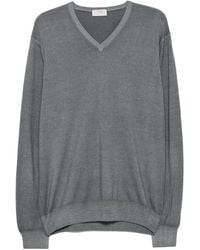 Gran Sasso - Elbow-Patch V-Neck Wool Sweater - Lyst