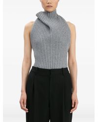 Victoria Beckham - Top de canalé con cuello halter - Lyst