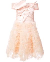 Marchesa notte Vestido bordado con volantes - Rosa