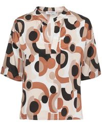 Kangra - Geometric-Print V-Neck Blouse - Lyst
