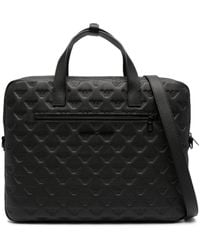 Emporio Armani - Embossed-monogram Leather Briefcase - Lyst