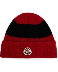 Moncler - Logo-Patch Striped Beanie Hat - Lyst