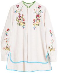 Valentino Garavani - Floral-Embroidered Linen Shirt - Lyst