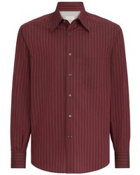 Brunello Cucinelli - Double Pinstripe Cotton Overshirt With Italian Collar And Chest Pocket - Lyst