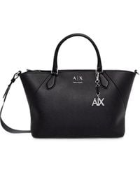 ARMANI EXCHANGE - Logo-Charm Grained Shopping Tote Bag - Lyst