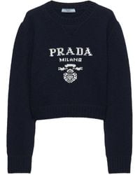 Prada - Gerippter Intarsien-Pullover - Lyst