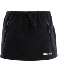 Miu Miu - Jupe Zippée À Lien De Resserrage - Lyst