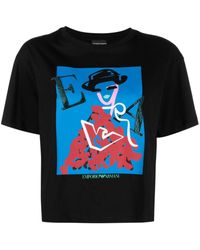 Emporio Armani - Katoenen T-shirt Met Print - Lyst