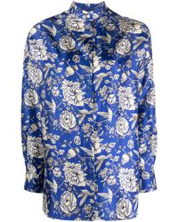 Destin - Flower-printed Silk Shirt - Lyst