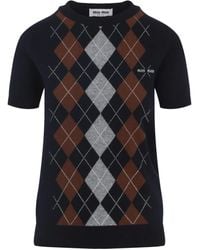 Miu Miu - Maglia A Rombi - Lyst