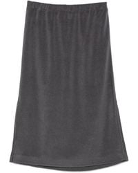 A.M.G - Elasticated-Waistband Side-Slit Midi Skirt - Lyst