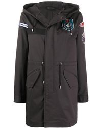 Mr & Mrs Italy Kapuzenmantel mit Patches - Schwarz