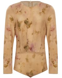 Magda Butrym - Floral-Print Pleated Bodysuit - Lyst
