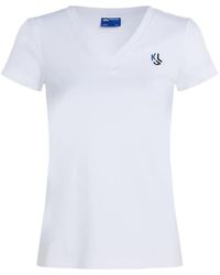 KARL LAGERFELD - Logo-Print V-Neck T-Shirt - Lyst