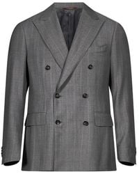 Canali - Check Double-Breasted Suit - Lyst