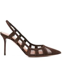 Aquazzura - Acreen Mesh-Panelled Suede Pumps - Lyst
