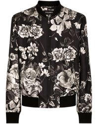 Dolce & Gabbana - Floral-print Silk Bomber Jacket - Lyst