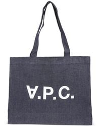 A.P.C. - Daniela Logo-Print Denim Tote Bag - Lyst