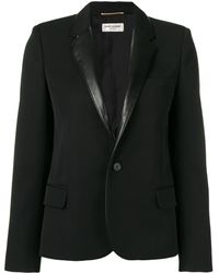 Saint Laurent Blazer con cuello en contraste - Negro