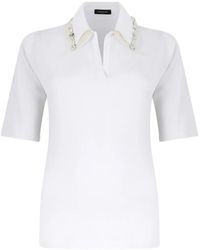 Fabiana Filippi - Crystal-Embellished Polo-Collar T-Shirt - Lyst