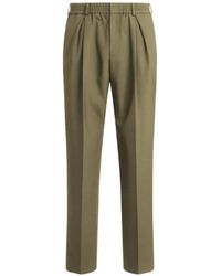 Balmain - Wool Trousers With Elasticated Waist - Lyst