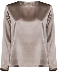 Blanca Vita - Raw-Edge Long-Sleeve Blouse - Lyst