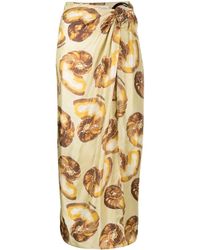 Nanushka - Shell-print Sarong Midi Skirt - Lyst