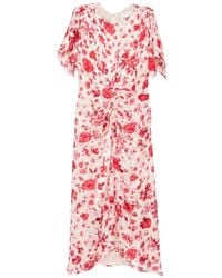 Isabel Marant - Herva Floral-Print Ruched Asymmetric Midi Dress - Lyst