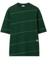 Burberry - Striped Cotton T-shirt - Lyst