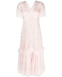 Needle & Thread - Primrose Floral-embroidered Tulle Dress - Lyst