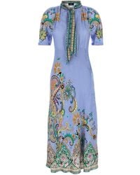 Etro - Paisley Satin Midi Dress - Lyst