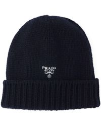 Prada - Logo-Embroidered Cashmere Beanie - Lyst