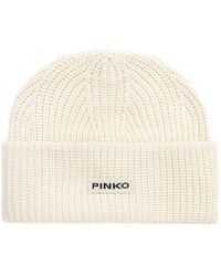 Pinko - Gerippte Beanie Mit Logo-Patch - Lyst