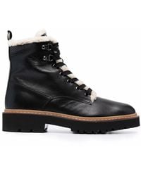 Hogan - Faux-Shearling Lace-Up Combat Boots - Lyst