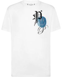 Philipp Plein - Rhinestone-Logo Cotton T-Shirt - Lyst