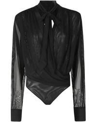Amazuìn - Keila Pussy-Bow Bodysuit - Lyst