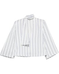 ROWEN ROSE - Scarf-Detail Striped Shirt - Lyst