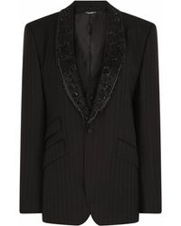 Dolce & Gabbana - Blazer boutonné à fines rayures - Lyst