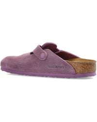 Birkenstock - Boston Buckle Suede Mules - Lyst