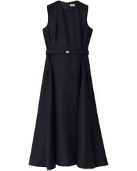 Burberry - Belted Checked Sleeveless Dress - Lyst