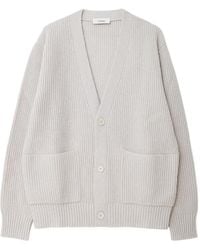 Lardini - Ribbed-Knit Patch-Pocket Cardigan - Lyst