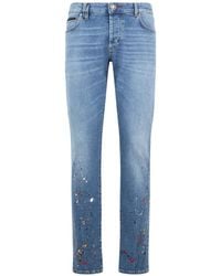 Philipp Plein - Paint-Splatter-Detail Straight Jeans - Lyst