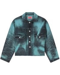 KENZO - Boke Flower Logo-Print Raw-Cut Denim Jacket - Lyst