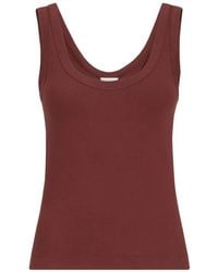 Brunello Cucinelli - Stretch Cotton Ribbed Jersey Top With Monili - Lyst